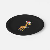 Giraffe Xmas Lighting Funny Santa Giraffe Christma Pappteller (Schrägansicht)