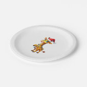 Giraffe Xmas Lighting Funny Santa Giraffe Christma Pappteller (Schrägansicht)