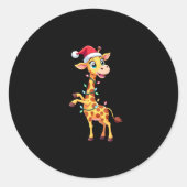 Giraffe Xmas Lighting Funny Santa Giraffe Christma Runder Aufkleber (Vorderseite)