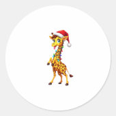 Giraffe Xmas Lighting Funny Santa Giraffe Christma Runder Aufkleber (Vorderseite)