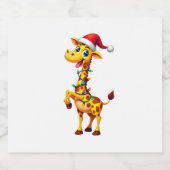 Giraffe Xmas Lighting Funny Santa Giraffe Christma Schaumweinetikett (Einzelnes Label)
