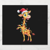 Giraffe Xmas Lighting Funny Santa Giraffe Christma Schaumweinetikett (Einzelnes Label)
