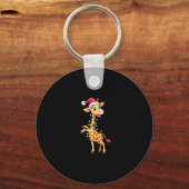 Giraffe Xmas Lighting Funny Santa Giraffe Christma Schlüsselanhänger (Vorderseite)