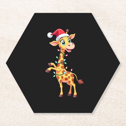 Giraffe Xmas Lighting Funny Santa Giraffe Christma Untersetzer (Vorderseite)