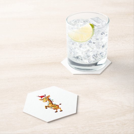 Giraffe Xmas Lighting Funny Santa Giraffe Christma Untersetzer (Vor Ort)