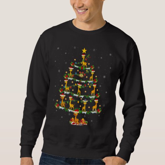 Giraffe Xmas Lights Giraffe Christmas Tree Sweatshirt (Vorderseite)