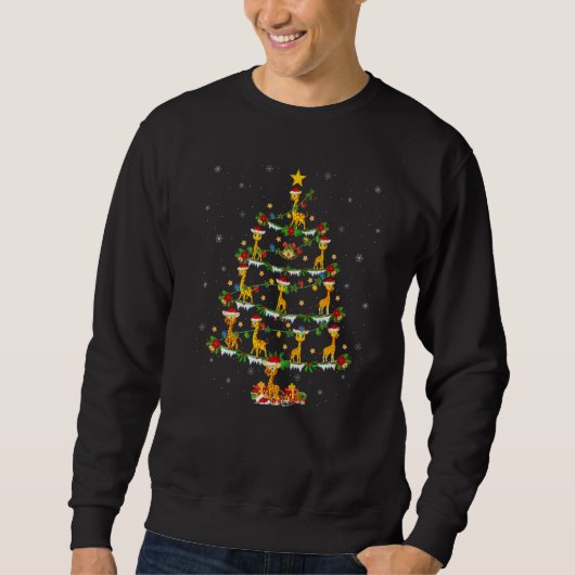Giraffe Xmas Lights Giraffe Christmas Tree Sweatshirt (Vorderseite)