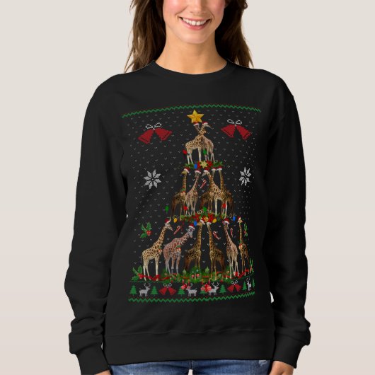Giraffe Xmas Tree Light Weihnachtsfeiertage Chris Sweatshirt (Vorderseite)