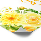 Giraffe Yellow Floral Baby Dusche Willkommen Poster (Ecke)