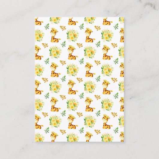 Giraffe Yellow Floral Baby Shooting Book Request Begleitkarte (Rückseite)