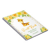 Giraffe Yellow Floral Baby Shooting Guest Book Notizblock (Rechte Seite)
