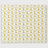 Giraffe Yellow Floral Blume Geschenkpapier (Flach)