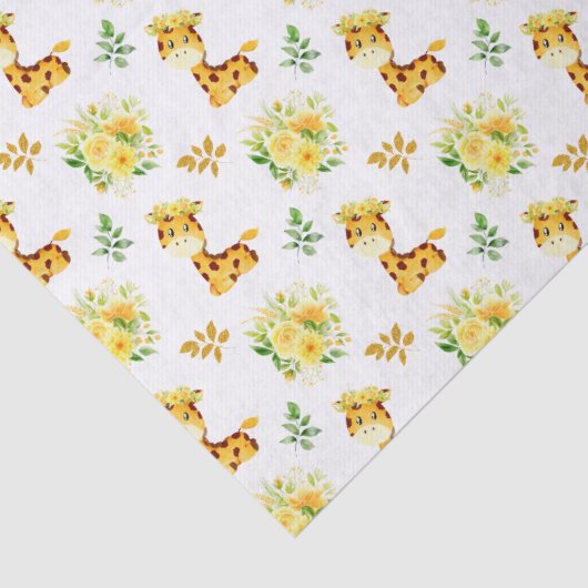 Giraffe Yellow Floral Blume Seidenpapier (Detail)