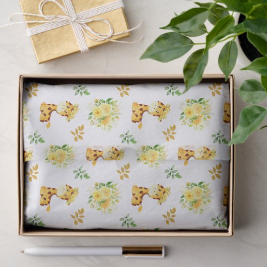 Giraffe Yellow Floral Blume Seidenpapier (Geschenk)