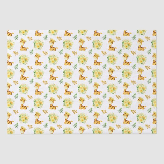 Giraffe Yellow Floral Blume Seidenpapier (Vorderseite)