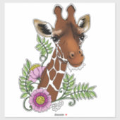 Giraffe Yellow Portrait-Blume Aufkleber (Blatt)