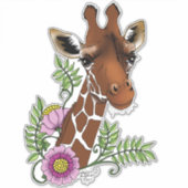 Giraffe Yellow Portrait-Blume Aufkleber (Vorderseite)