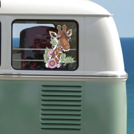 Giraffe Yellow Portrait-Blume Aufkleber