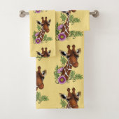 Giraffe Yellow Portrait-Blume Badhandtuch Set (Insitu)