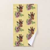 Giraffe Yellow Portrait-Blume Badhandtuch Set (Handtuch)