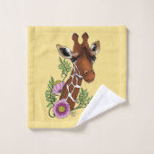 Giraffe Yellow Portrait-Blume Badhandtuch Set (Waschlappen)