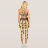 Giraffe Yellow Portrait-Blume Capri Leggings (Rückseite)