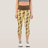 Giraffe Yellow Portrait-Blume Capri Leggings (Vorderseite)