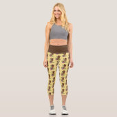 Giraffe Yellow Portrait-Blume Capri Leggings (Vorderseite)
