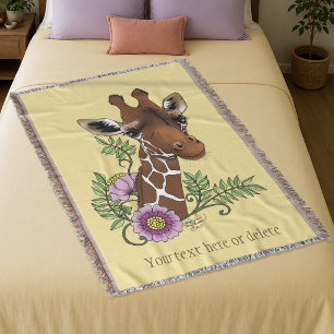 Giraffe Yellow Portrait-Blume Decke