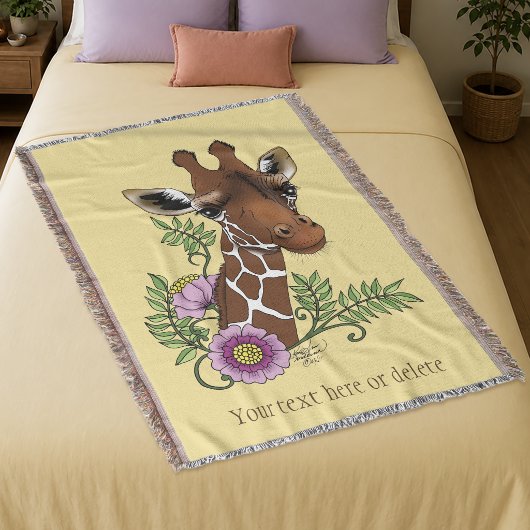 Giraffe Yellow Portrait-Blume Decke