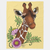 Giraffe Yellow Portrait-Blume Fleecedecke (Vorderseite)