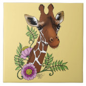 Giraffe Yellow Portrait-Blume Fliese (Vorderseite)