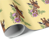 Giraffe Yellow Portrait-Blume Geschenkpapier (Rolleneckpunkt)