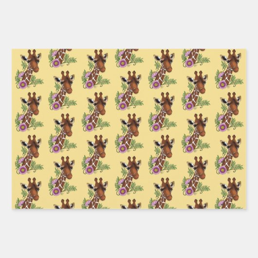 Giraffe Yellow Portrait-Blume Geschenkpapier Set (Vorderseite 3)