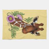 Giraffe Yellow Portrait-Blume Geschirrtuch (Horizontal)