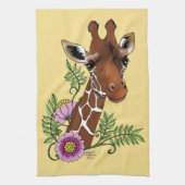 Giraffe Yellow Portrait-Blume Geschirrtuch (Vertikal)