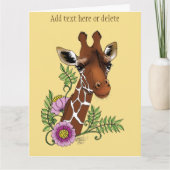 Giraffe Yellow Portrait-Blume Karte (Vorderseite)