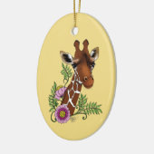 Giraffe Yellow Portrait-Blume Keramik Ornament (Links)