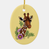 Giraffe Yellow Portrait-Blume Keramik Ornament (Vorne)