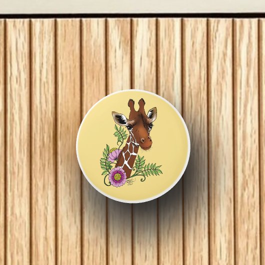 Giraffe Yellow Portrait-Blume Keramikknauf