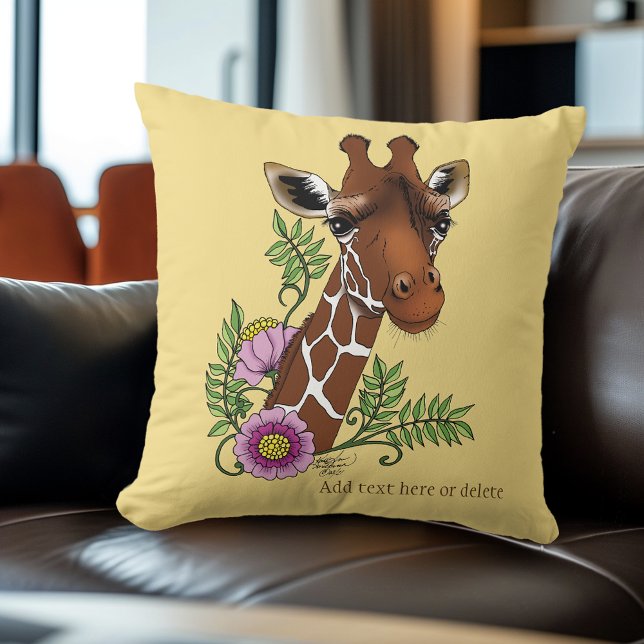 Giraffe Yellow Portrait-Blume Kissen (Von Creator hochgeladen)