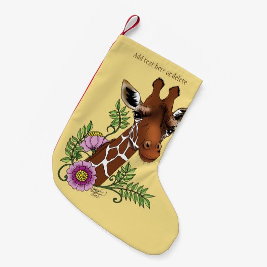 Giraffe Yellow Portrait-Blume Kleiner Weihnachtsstrumpf (Vorderansicht (hängend))