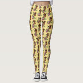 Giraffe Yellow Portrait-Blume Leggings (Vorderseite)
