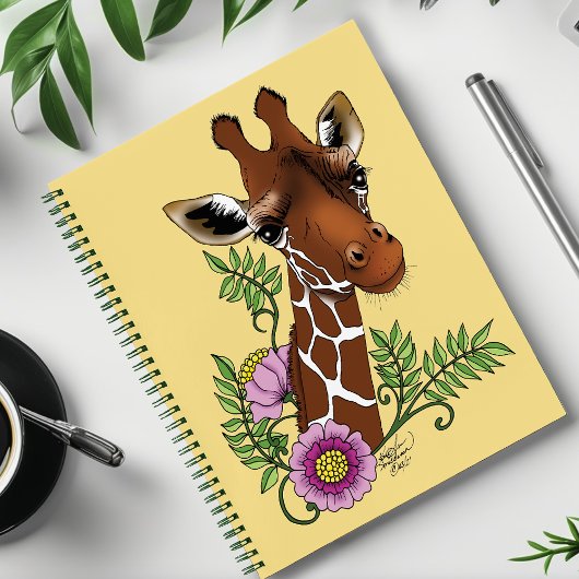 Giraffe Yellow Portrait-Blume Notizblock