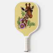 Giraffe Yellow Portrait-Blume Pickleball Schläger (Rückseite)