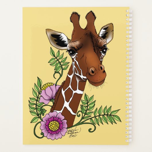 Giraffe Yellow Portrait-Blume Planer (Rückseite)