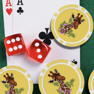 Giraffe Yellow Portrait-Blume Pokerchips