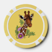 Giraffe Yellow Portrait-Blume Pokerchips (Rückseite)