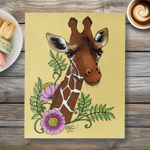 Giraffe Yellow Portrait-Blume Puzzle