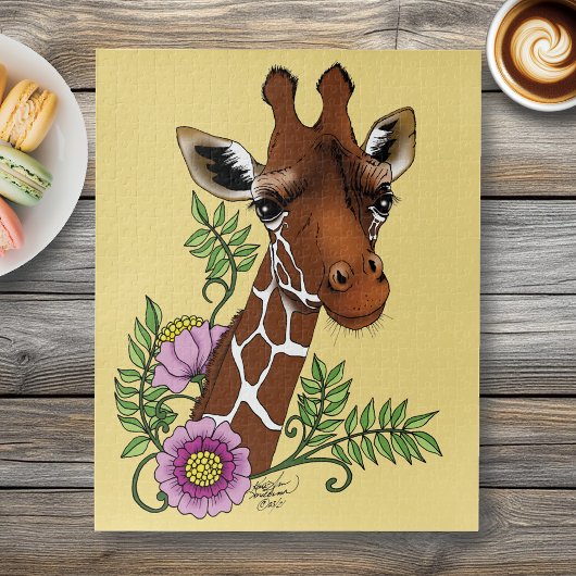 Giraffe Yellow Portrait-Blume Puzzle